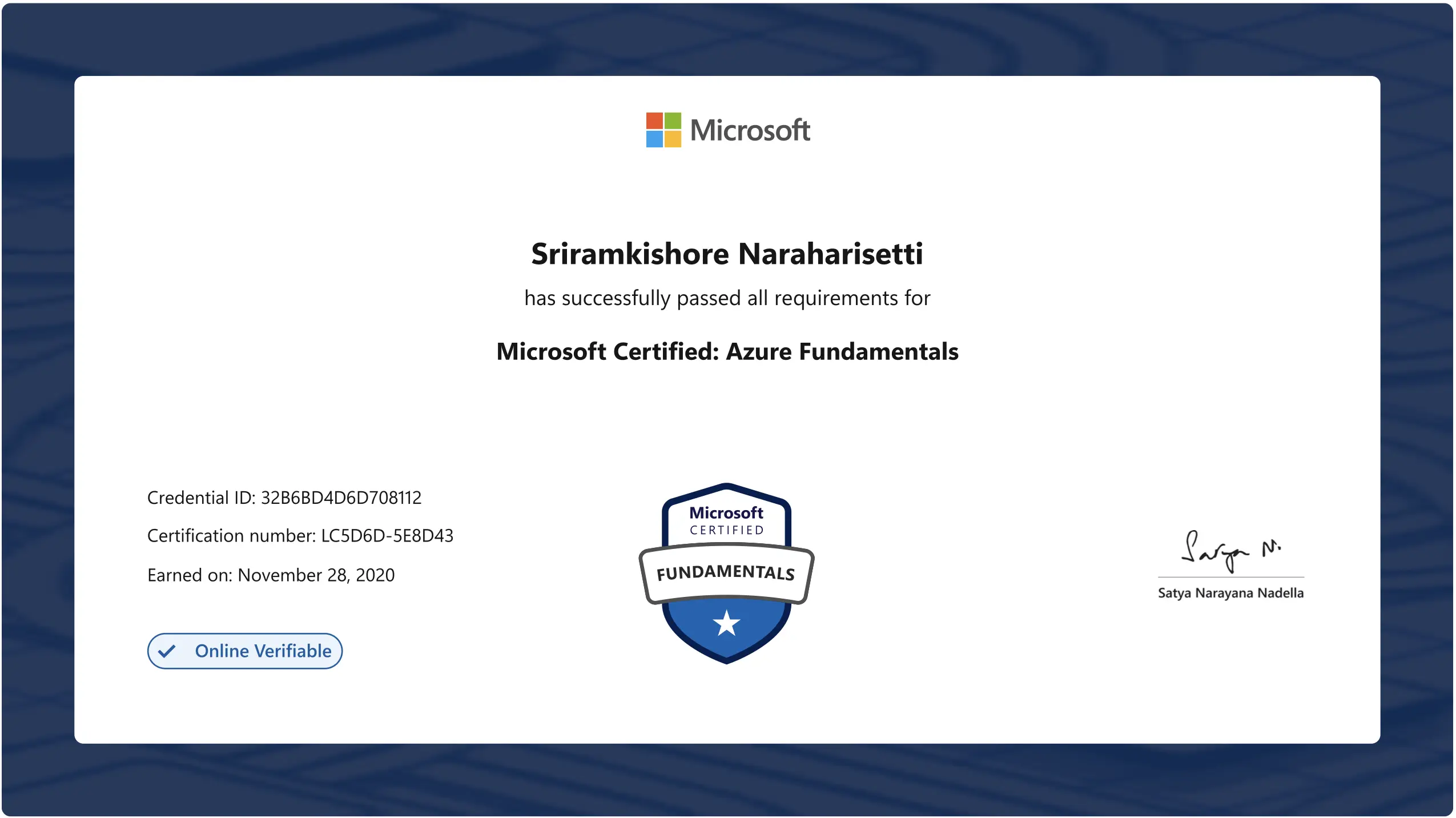 Microsoft Azure Fundamentals certification